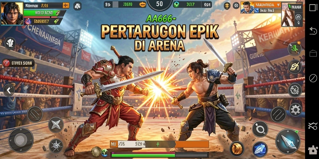 Screenshot gameplay AA666 menampilkan pertarungan yang mendebarkan.
