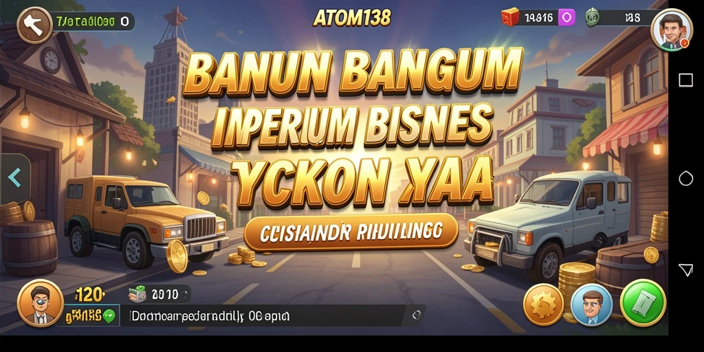 Tampilan gameplay ATOM138 yang menampilkan strategi bisnis cerdas.