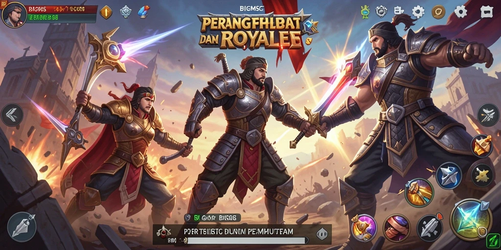 Tampilan gameplay seru dalam BIGMSG saat bertempur di arena.