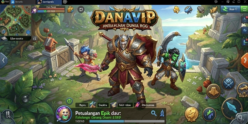 Screenshot gameplay DANAVIP menampilkan pertarungan yang mendebarkan dalam dunia RPG.