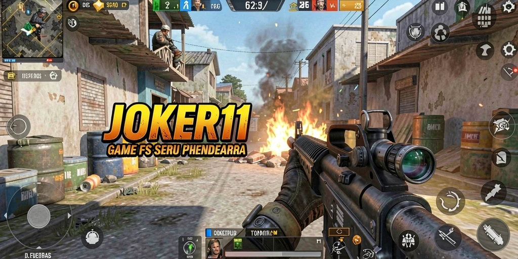 Tangkapan layar <strong>JOKER11</strong> menunjukkan aksi pertempuran seru dalam mode FPS.