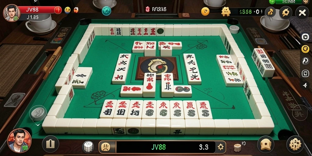 Screenshot JV88 menampilkan gameplay Mahjong yang menarik dan seru.